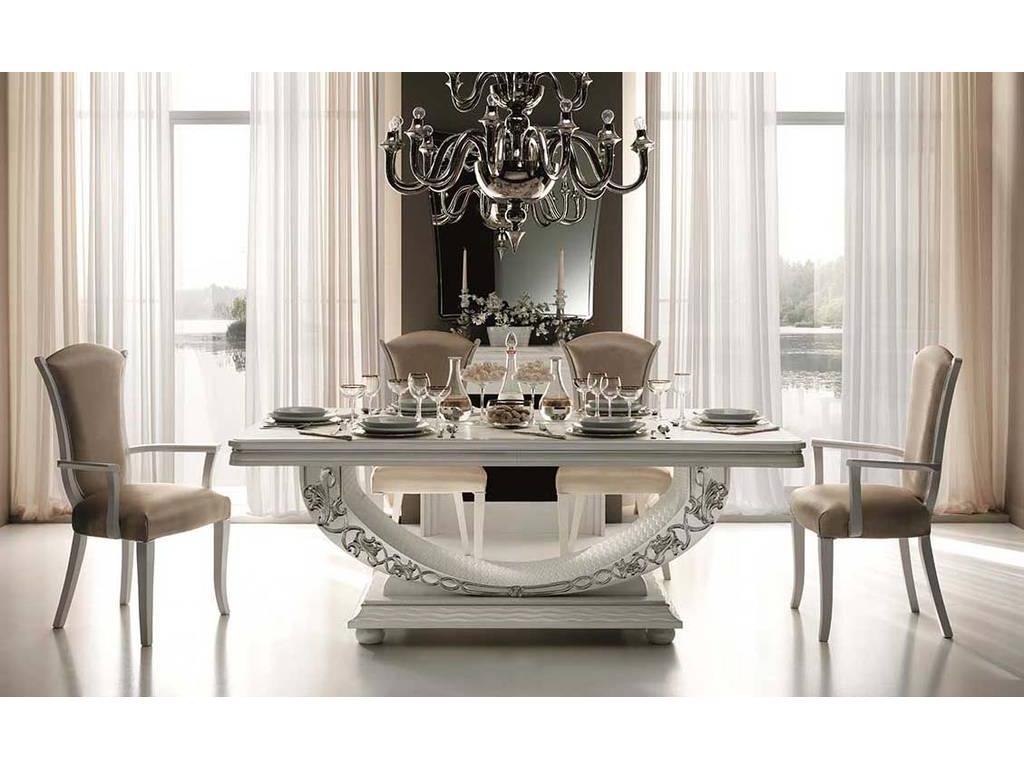 Arredo Classic: стол обеденный на 10 человек(белый, серебро)