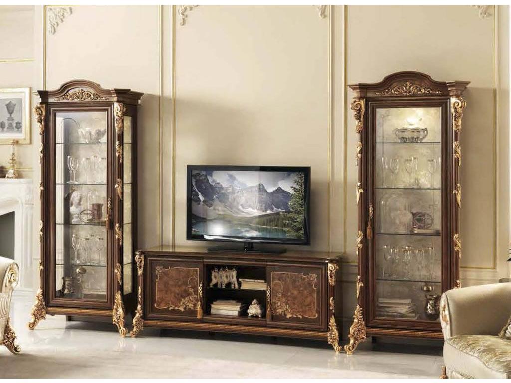 Arredo Classic: тумба под телевизор(орех, золото)