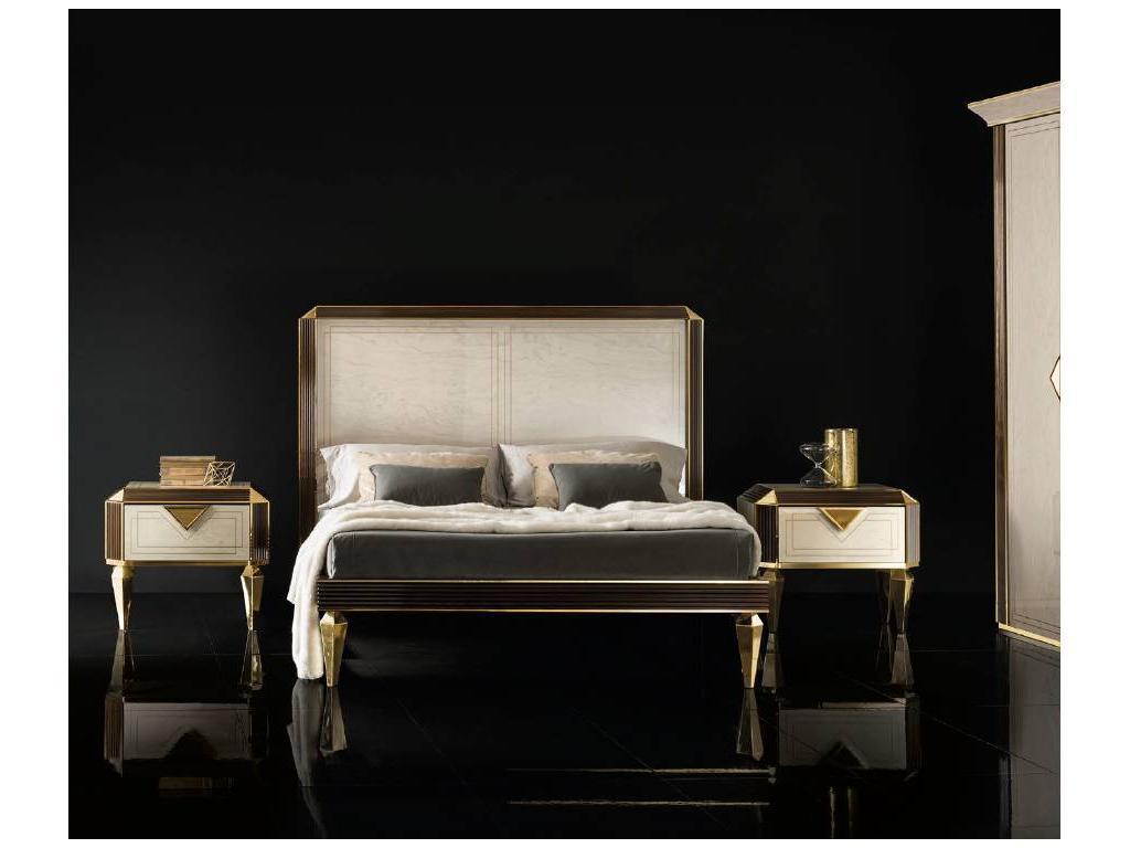 Arredo Classic: кровать двуспальная(слоновая кость, вяз, золото)