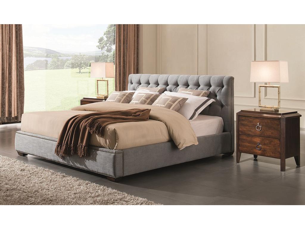 Fratelli Barri: кровать двуспальная(серо-голубая рогожка)