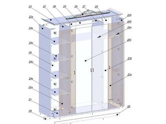 Dia: шкаф 4-х дверный(орех)