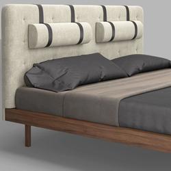 Mod Interiors: кровать двуспальная(орех F, серая рогожка)