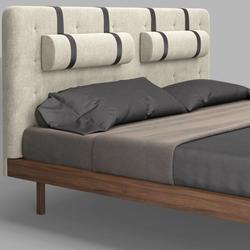Mod Interiors: кровать двуспальная(орех F, серая рогожка)